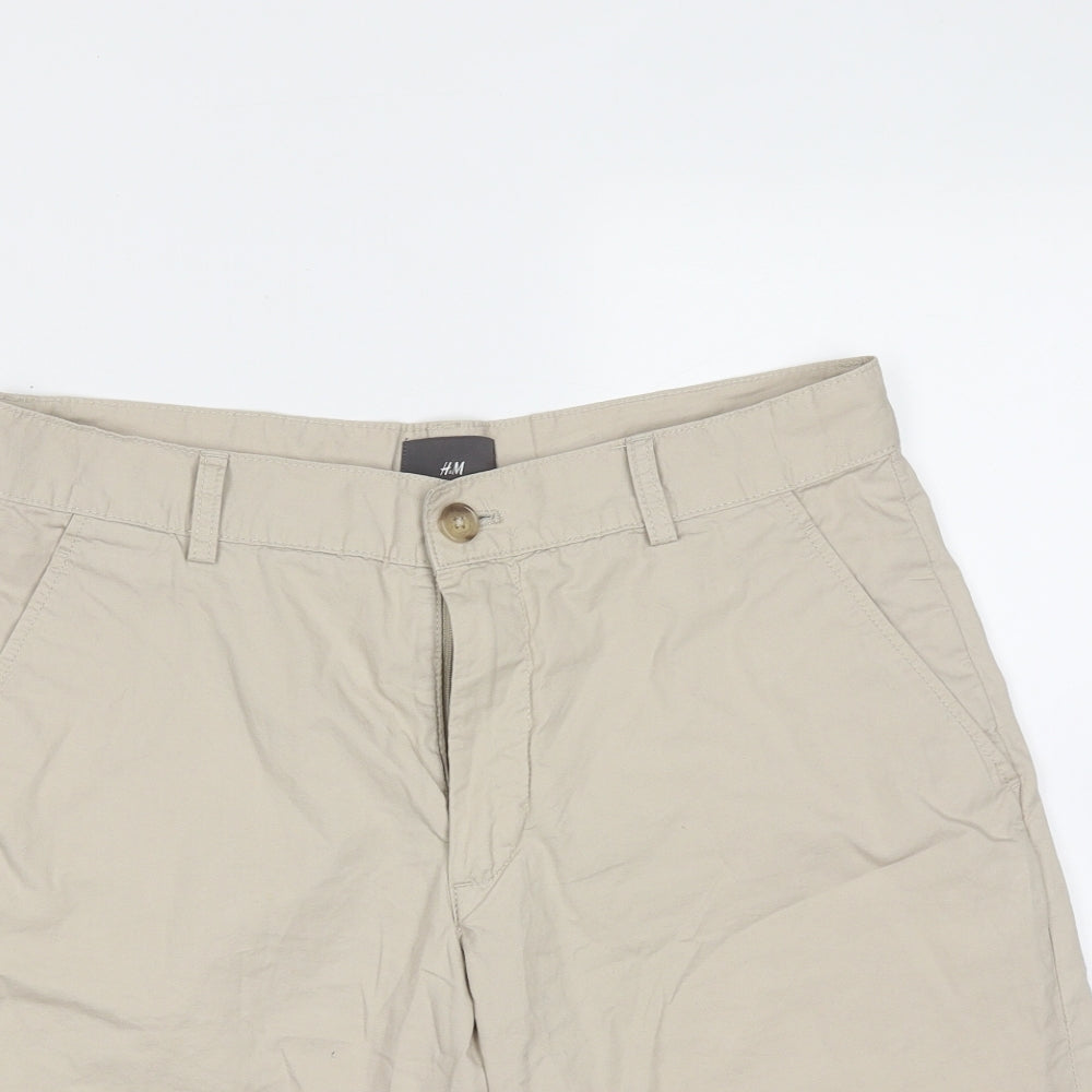 H&M Mens Beige  Cotton Chino Shorts Size 29 in L9 in Regular Zip