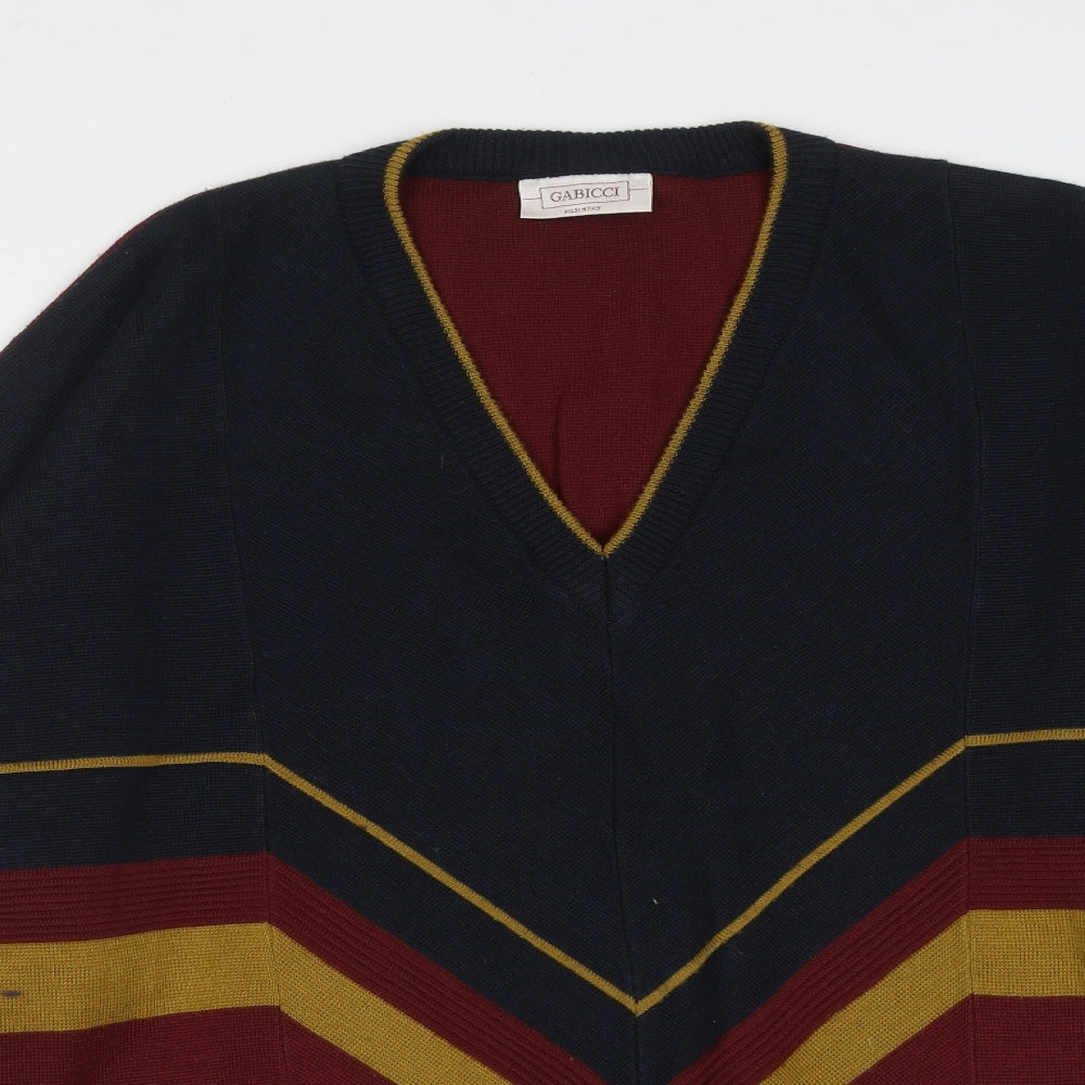 Gabicci Mens Multicoloured V-Neck Geometric Acrylic Pullover Jumper Size XL