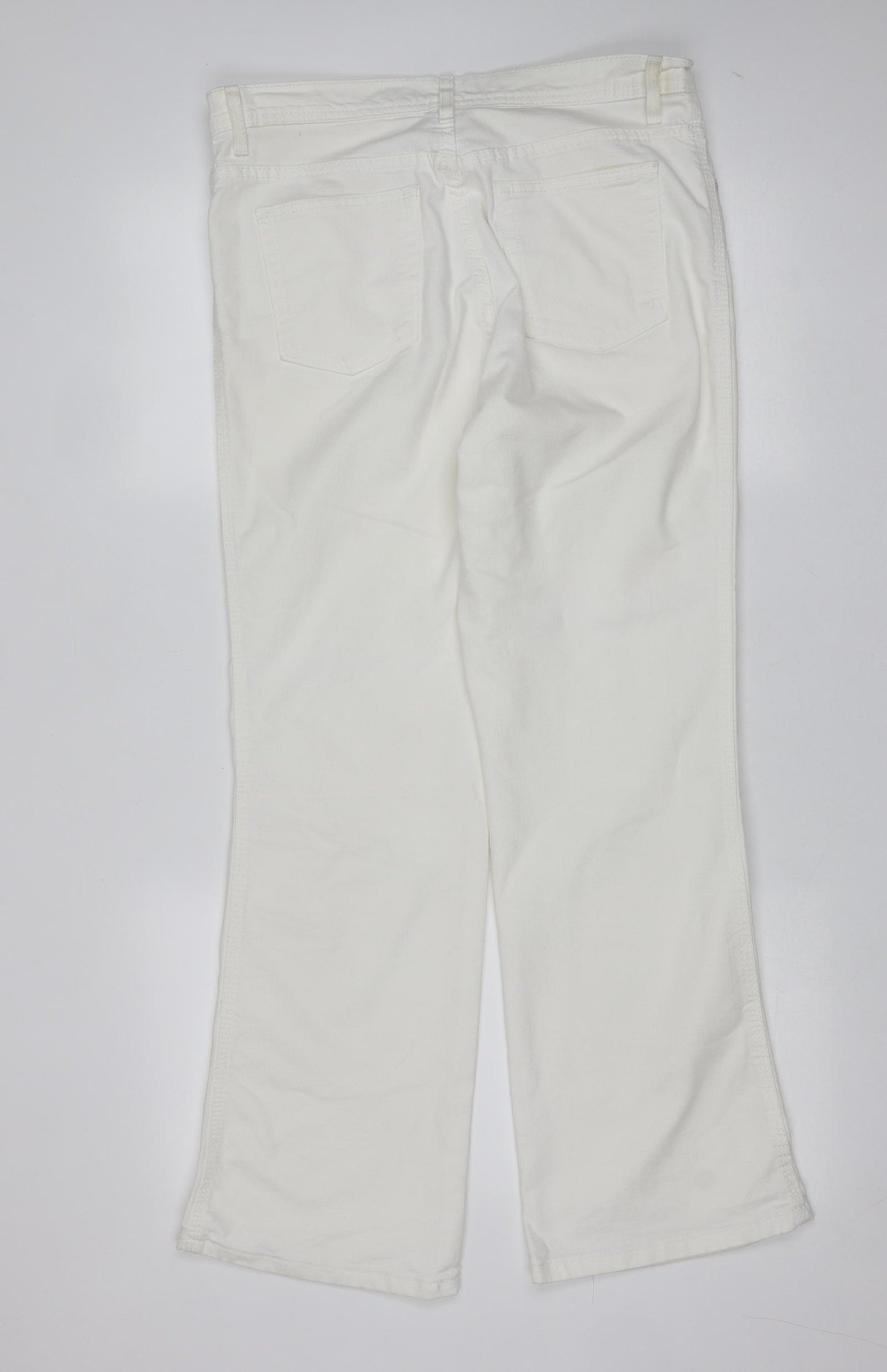 Marks and Spencer Womens White  Cotton Straight Jeans Size 14 L30 in Regular Zip