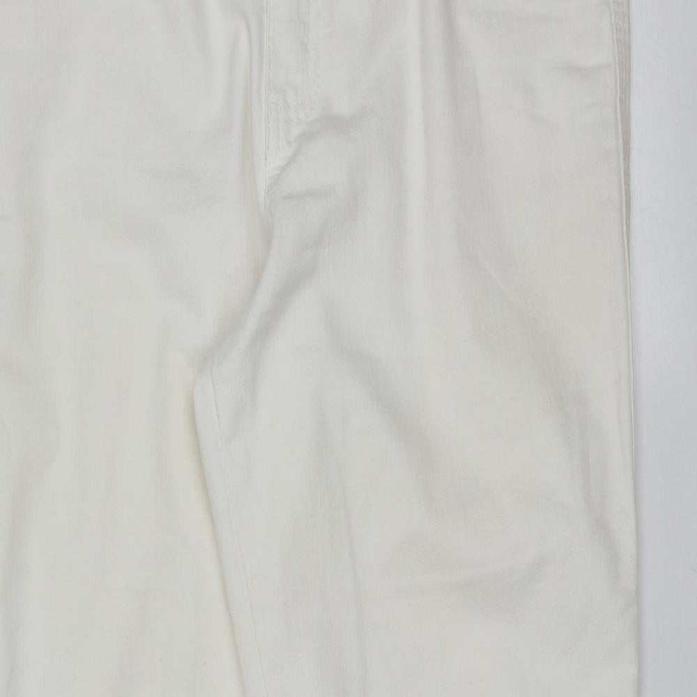 Marks and Spencer Womens White  Cotton Straight Jeans Size 14 L30 in Regular Zip