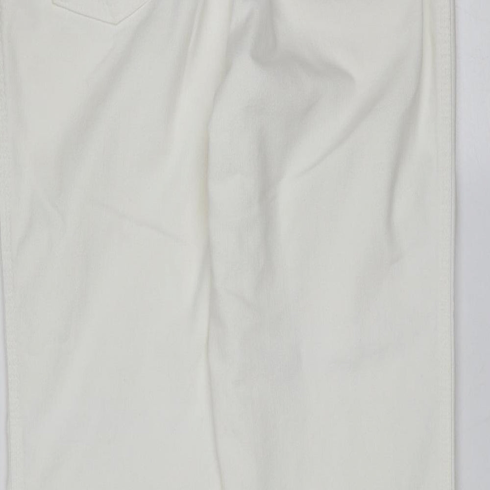 Marks and Spencer Womens White  Cotton Straight Jeans Size 14 L30 in Regular Zip