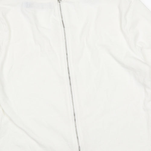 QED London Womens White  Cotton Basic T-Shirt Size L Round Neck
