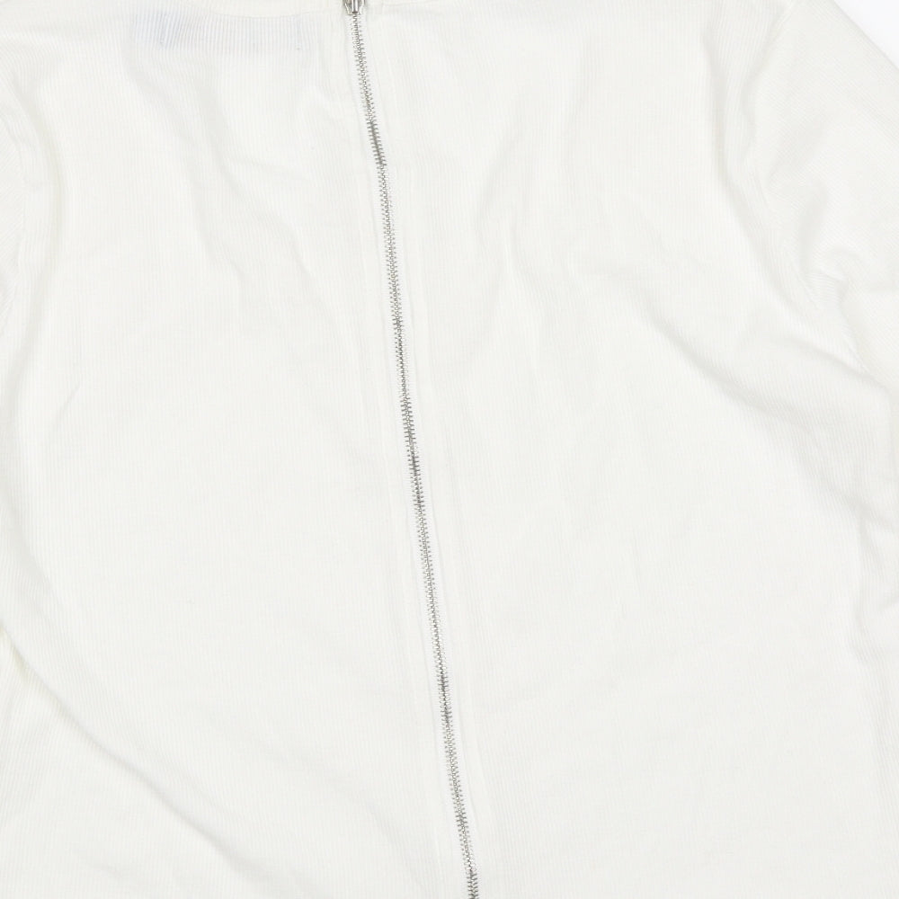 QED London Womens White  Cotton Basic T-Shirt Size L Round Neck