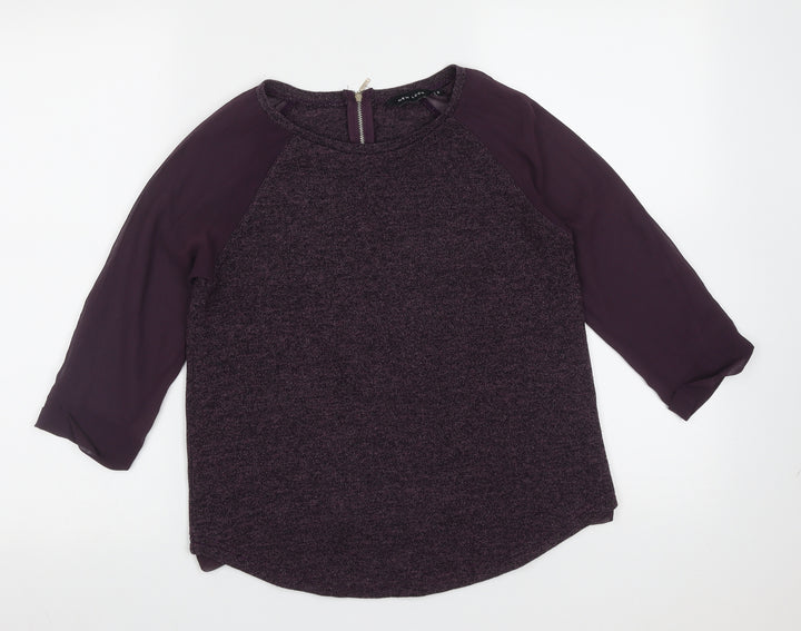 New Look Womens Purple Round Neck  Polyester Pullover Jumper Size 6