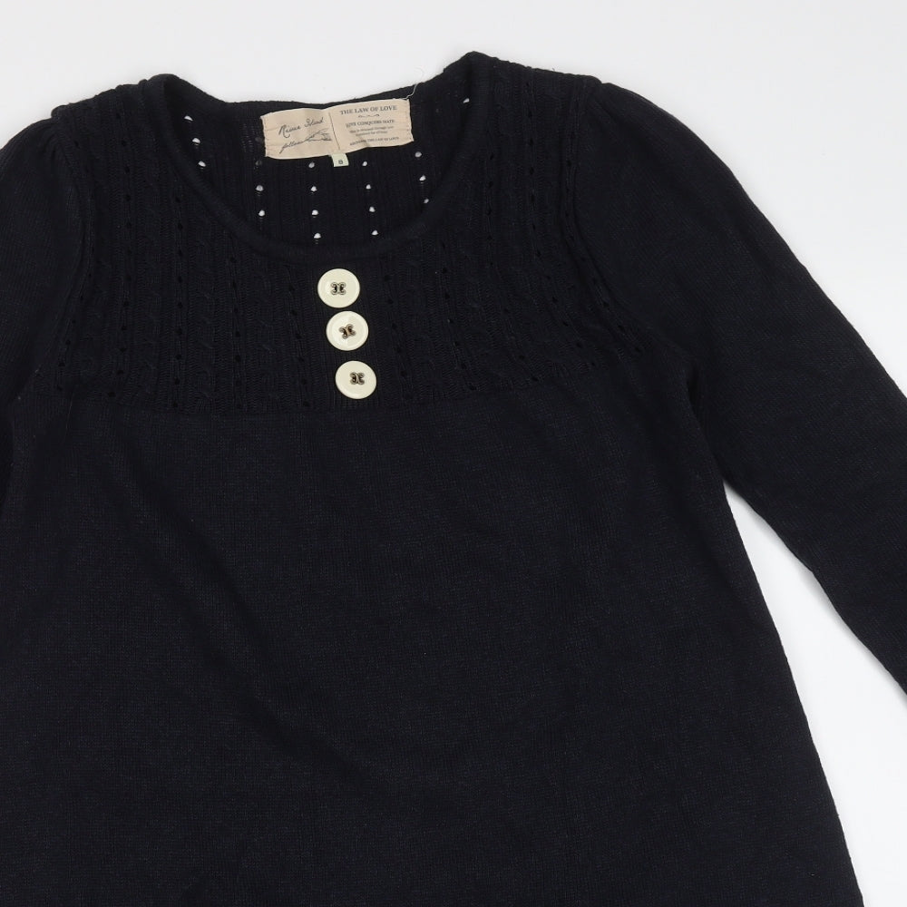 River Island Womens Blue  Acrylic Jumper Dress  Size 8  Round Neck