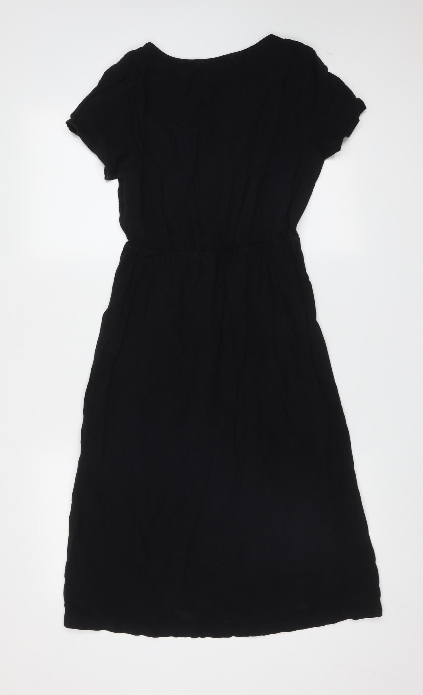Preworn Womens Black  Polyester Shirt Dress  Size S  V-Neck Button