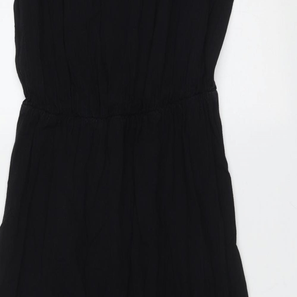 Preworn Womens Black  Polyester Shirt Dress  Size S  V-Neck Button