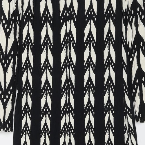Preworn Womens Black Geometric Viscose Shift  Size 8  Round Neck