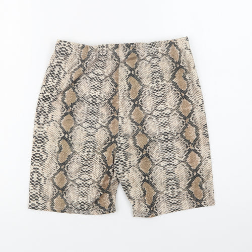 SheIn Womens Beige Animal Print Polyester Compression Shorts Size L L6 in Regular