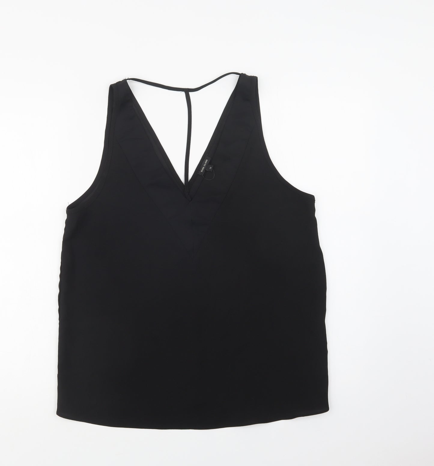 River Island Womens Black  Polyester Basic Blouse Size 12 V-Neck