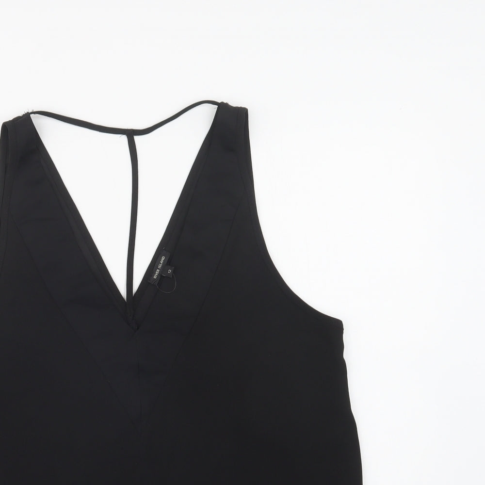 River Island Womens Black  Polyester Basic Blouse Size 12 V-Neck