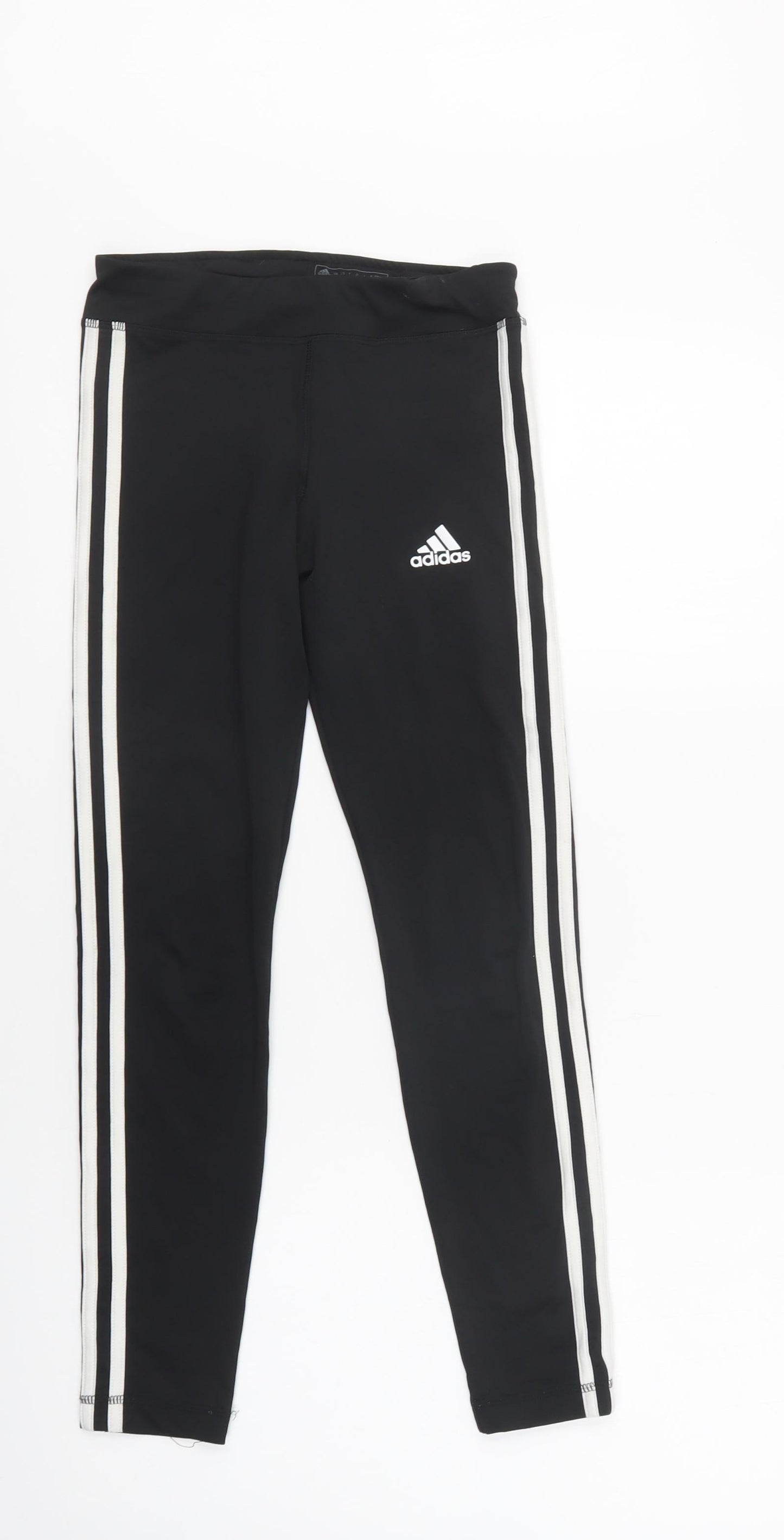 adidas Girls Black Striped Polyester Jegging Trousers Size 11-12 Years  Regular