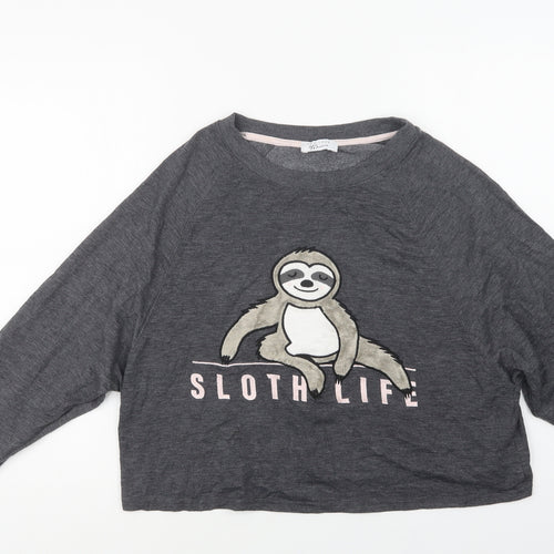 New Look Womens Grey  Polyester Top Pyjama Top Size M   - Sloth