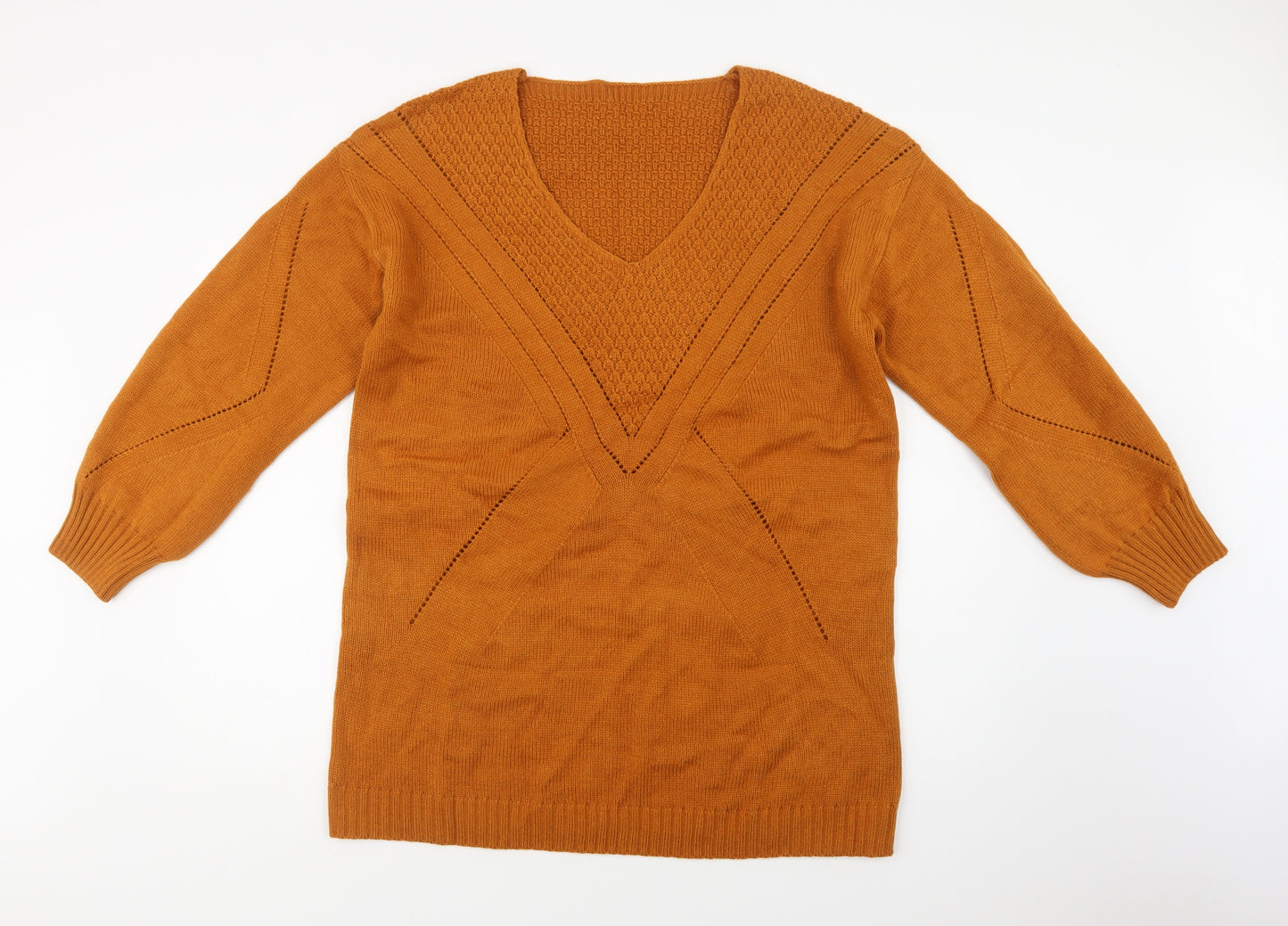 SheIn Womens Brown V-Neck  Acrylic Tunic Jumper Size L