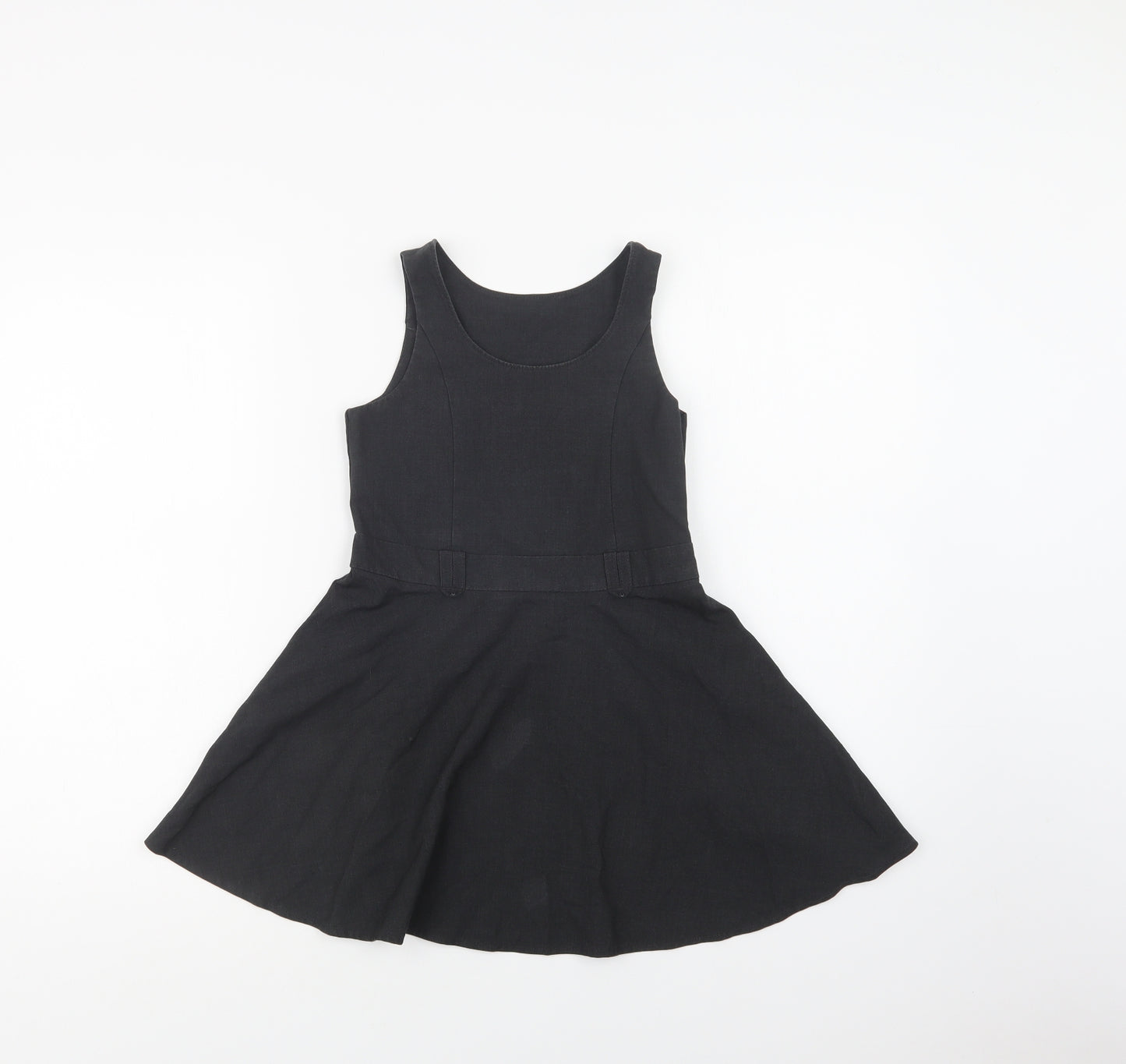 F&F Girls Grey  Polyester Pinafore/Dungaree Dress  Size 5-6 Years  Round Neck Zip - School Wear