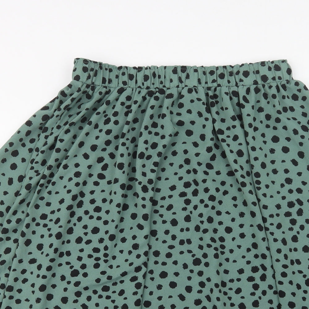 SheIn Womens Green Animal Print Polyester A-Line Skirt Size L