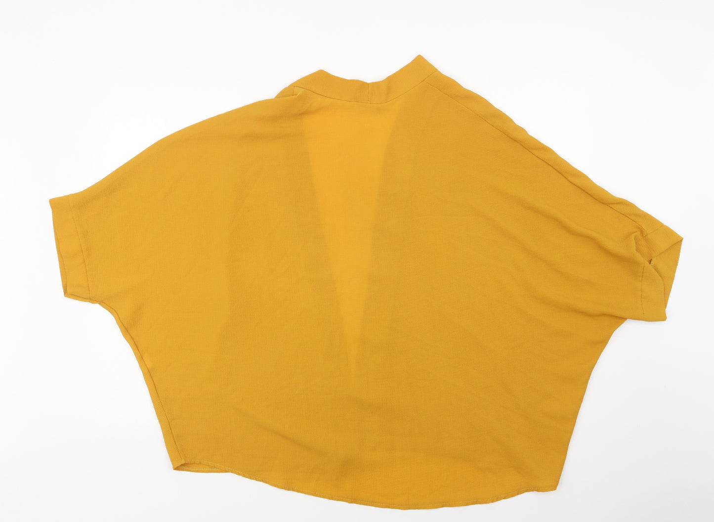 Boohoo Womens Yellow  Polyester Kimono Blouse Size L V-Neck