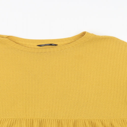 SheIn Womens Yellow  Polyester Basic Blouse Size L Crew Neck
