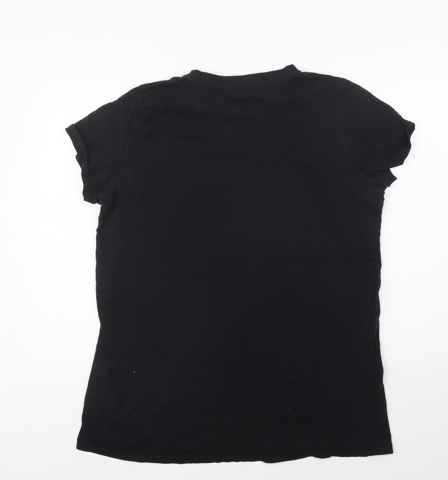 Only Womens Black  Cotton Basic T-Shirt Size XL Crew Neck