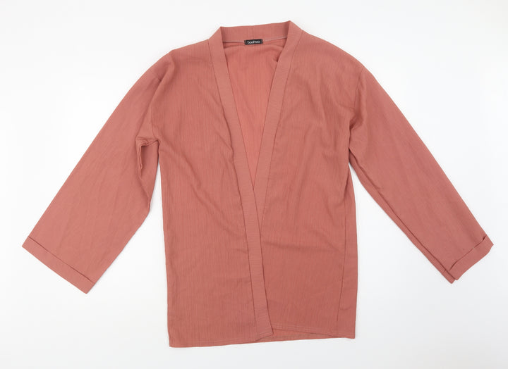 Boohoo Womens Pink  Polyester Kimono Blouse Size L V-Neck