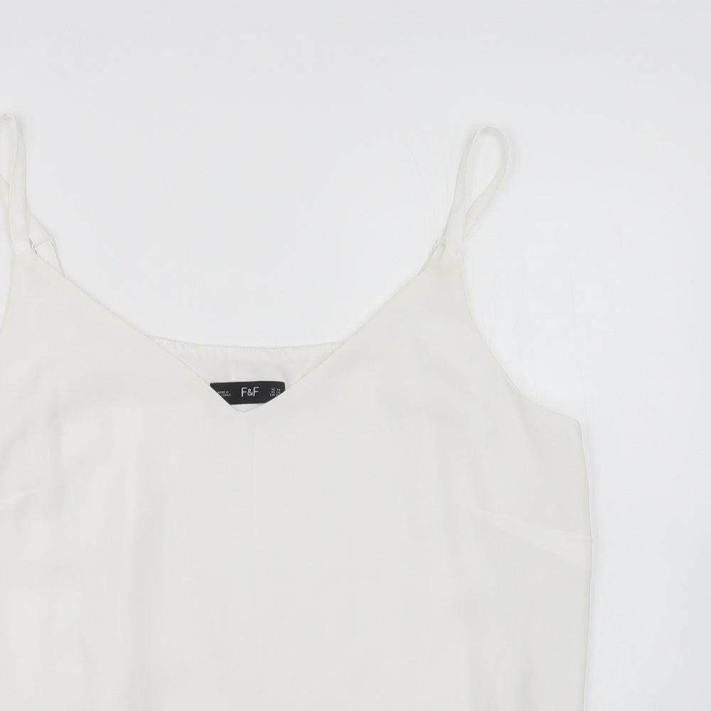 F&F Womens White  Polyester Camisole Blouse Size 18 V-Neck