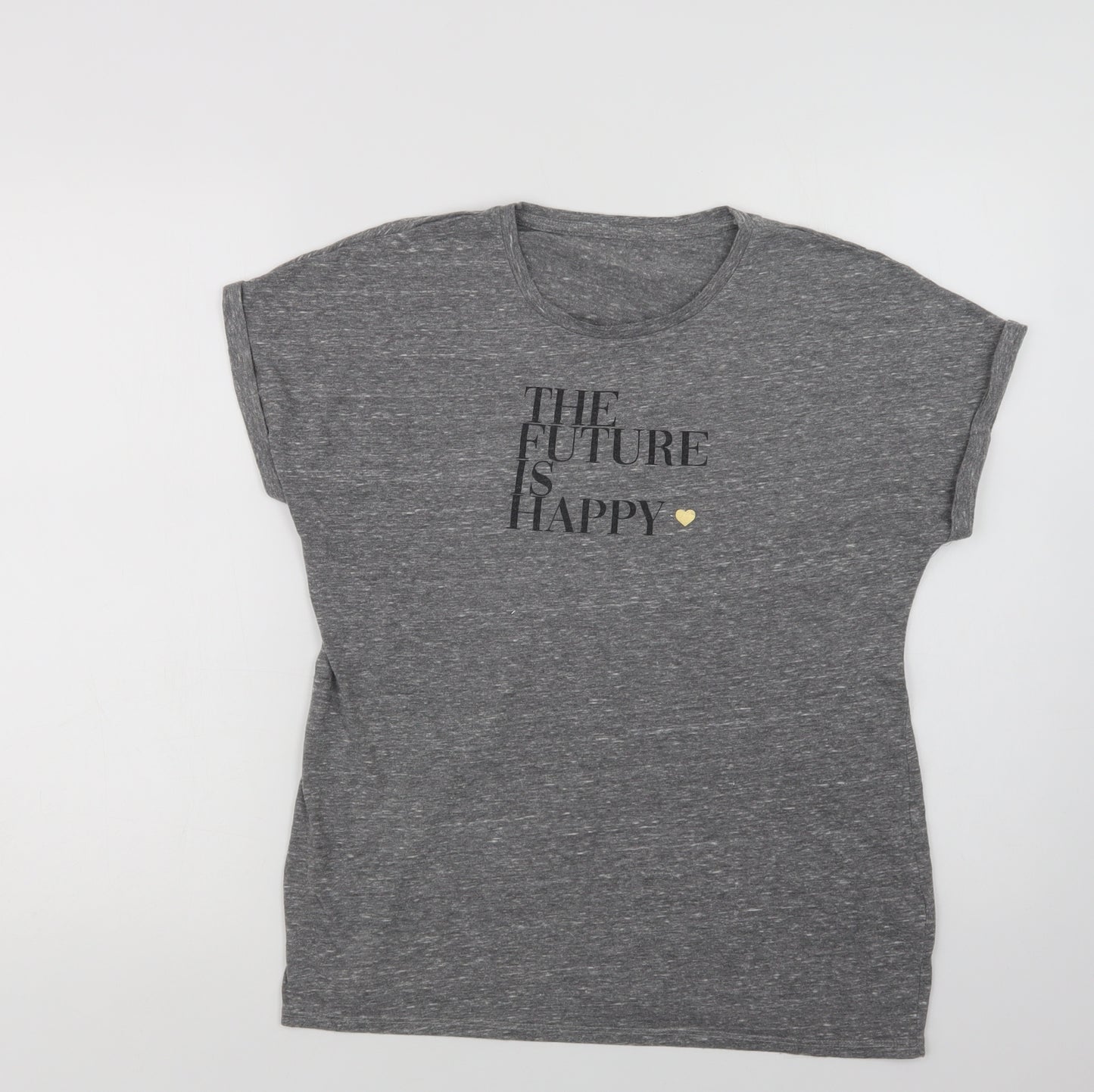 Matalan Womens Grey  Polyester Basic T-Shirt Size 10 Crew Neck