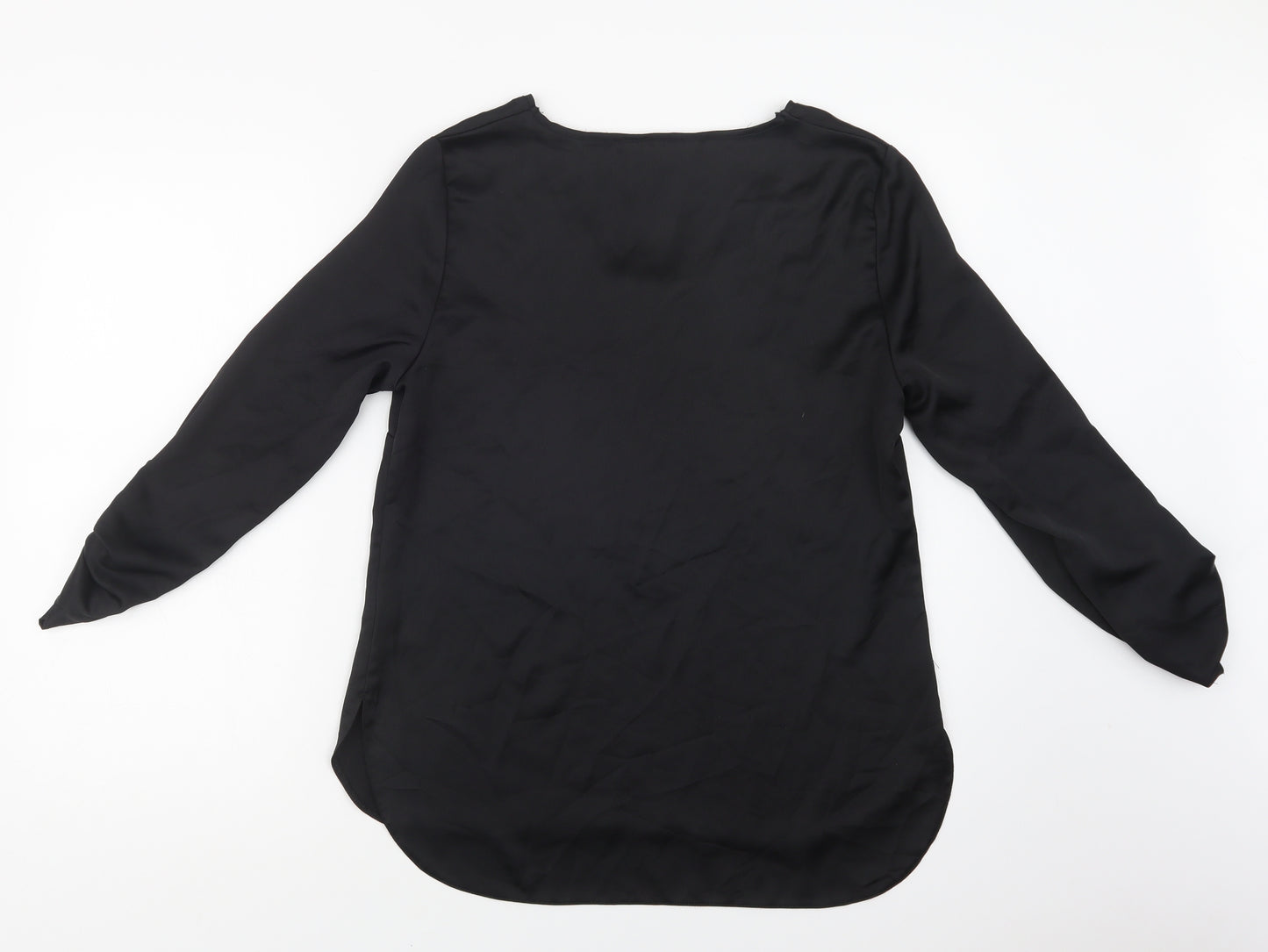 Lipsy Womens Black  Polyester Basic Blouse Size 14 V-Neck