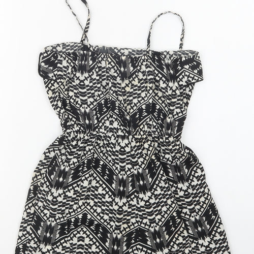 Primark Girls Black Geometric Polyester Playsuit One-Piece Size 8-9 Years