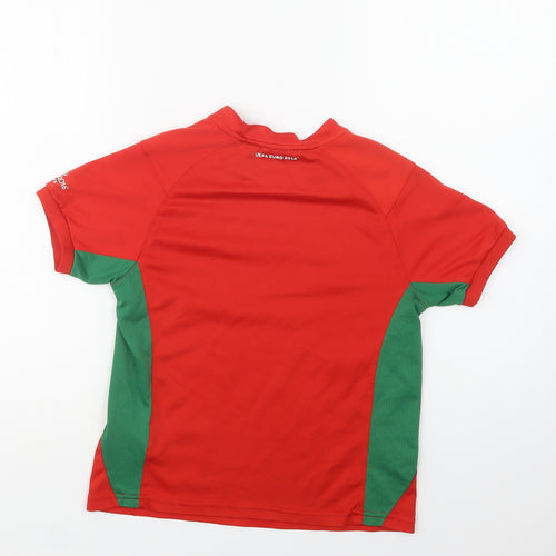 UEFA Boys Red Colourblock Polyester Jersey T-Shirt Size 7-8 Years Crew Neck  - Wales