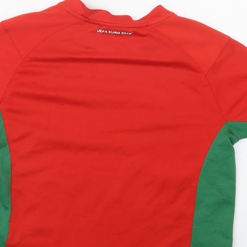 UEFA Boys Red Colourblock Polyester Jersey T-Shirt Size 7-8 Years Crew Neck  - Wales