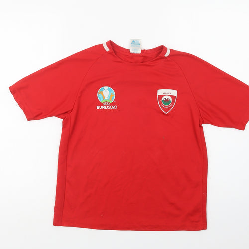 UEFA Boys Red  Polyester Jersey T-Shirt Size 13 Years Crew Neck  - Wales