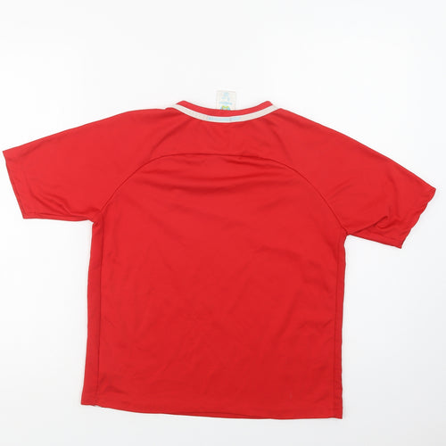 UEFA Boys Red  Polyester Jersey T-Shirt Size 13 Years Crew Neck  - Wales
