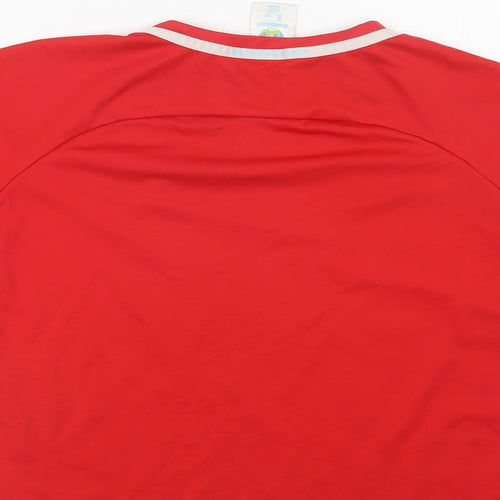 UEFA Boys Red  Polyester Jersey T-Shirt Size 13 Years Crew Neck  - Wales