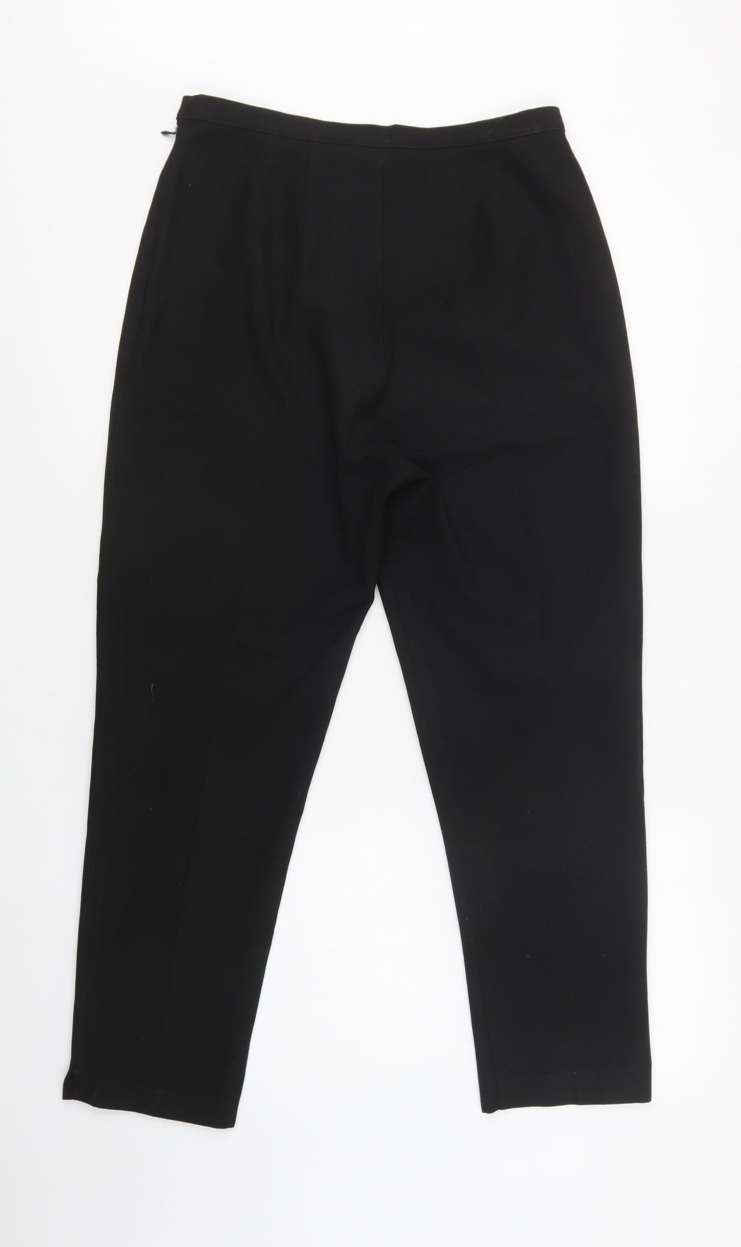 Preworn Womens Black  Polyester Dress Pants Trousers Size 14 L27 in Regular Zip