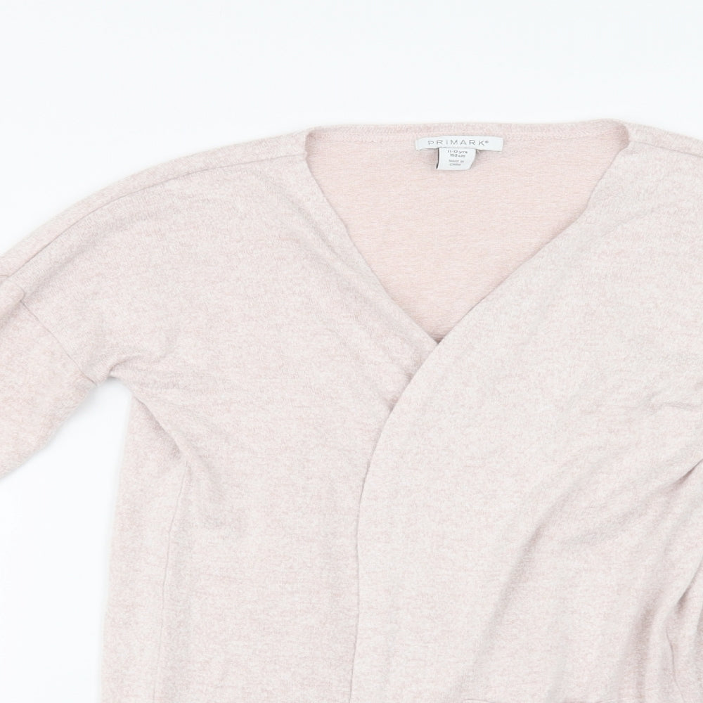 Primark Girls Pink V-Neck  Viscose Cardigan Jumper Size 11-12 Years