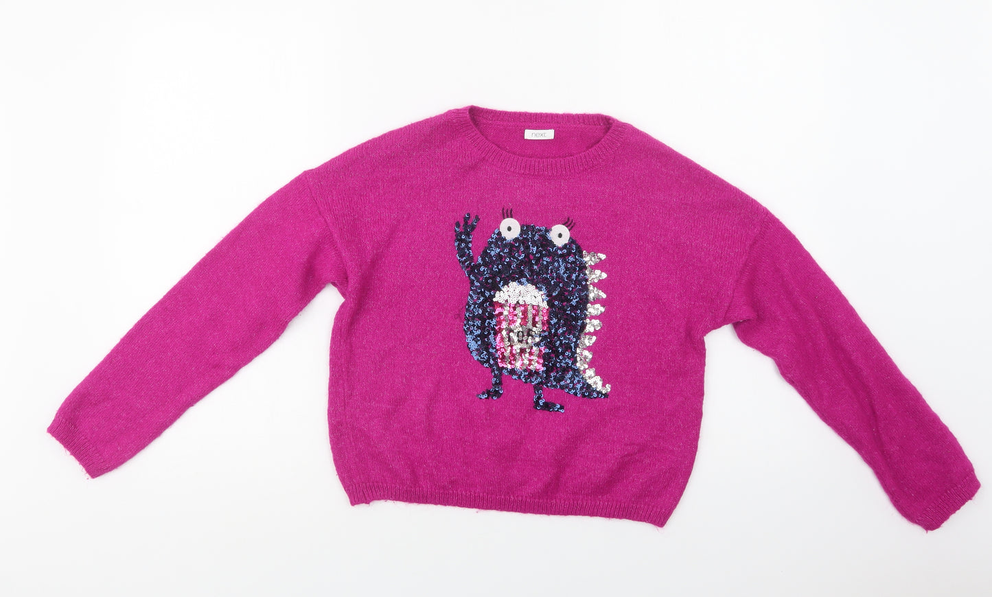 NEXT Girls Purple Crew Neck  Acrylic Pullover Jumper Size 9 Years