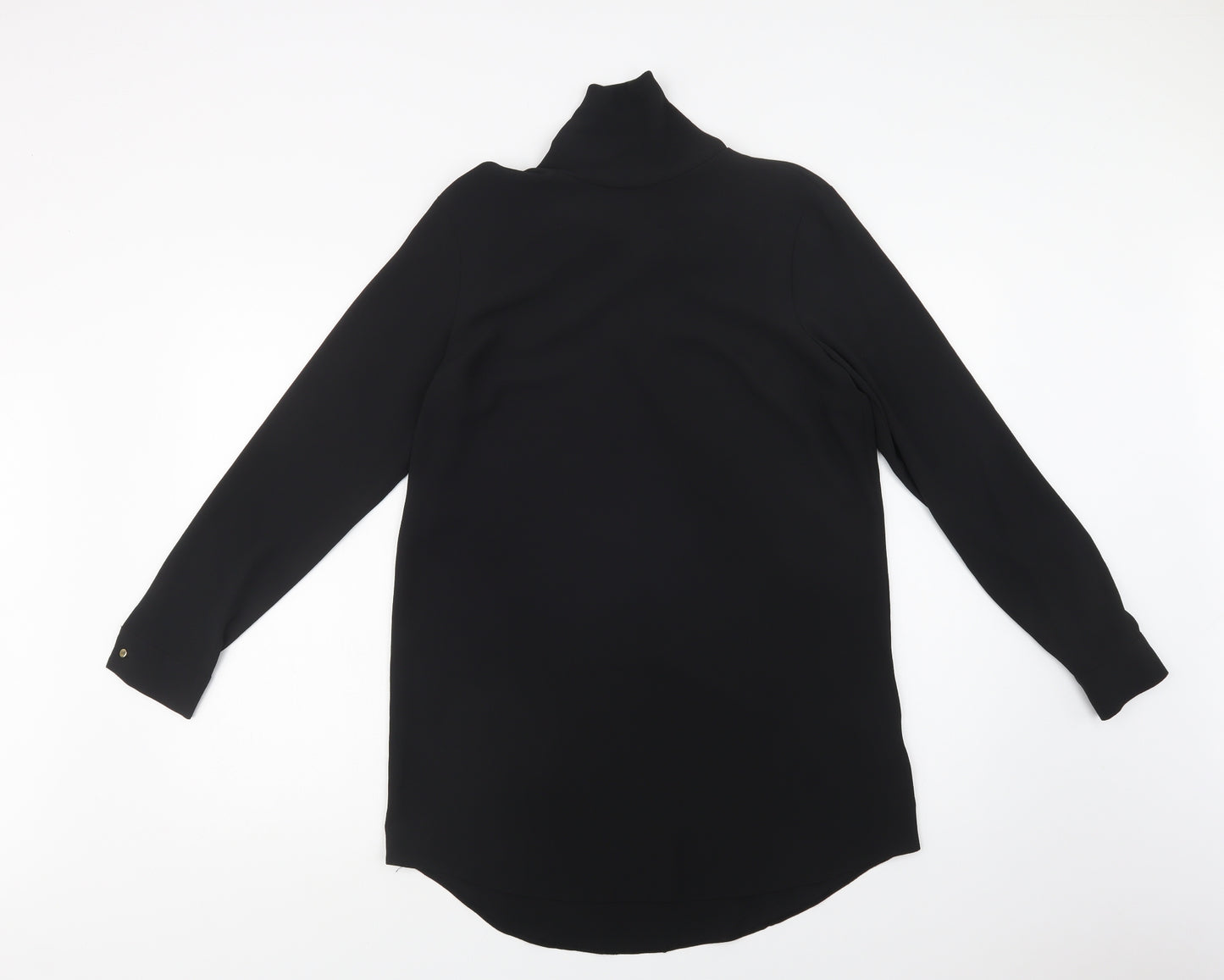Primark Womens Black  Polyester Shift  Size 10  Mock Neck Button