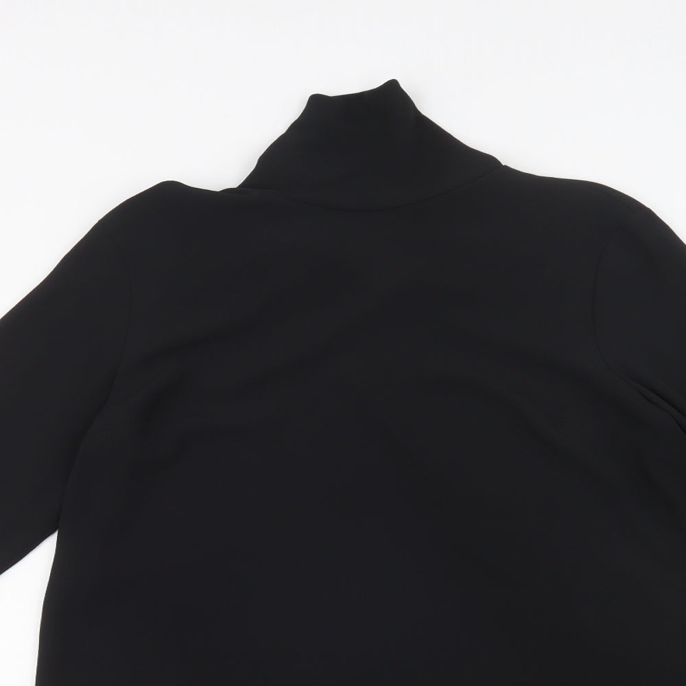 Primark Womens Black  Polyester Shift  Size 10  Mock Neck Button