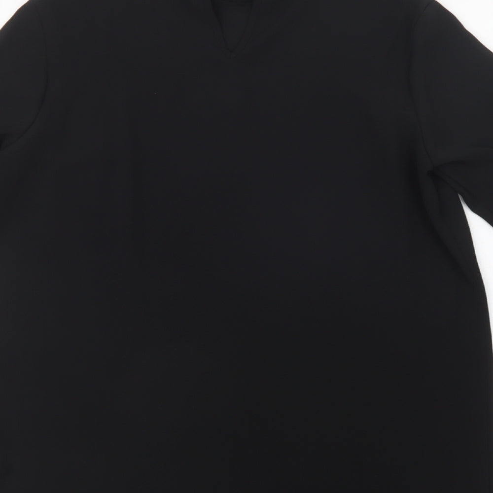 Primark Womens Black  Polyester Shift  Size 10  Mock Neck Button