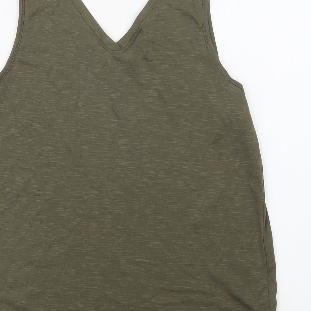 Papaya Womens Green  Polyester Basic Tank Size 12 V-Neck