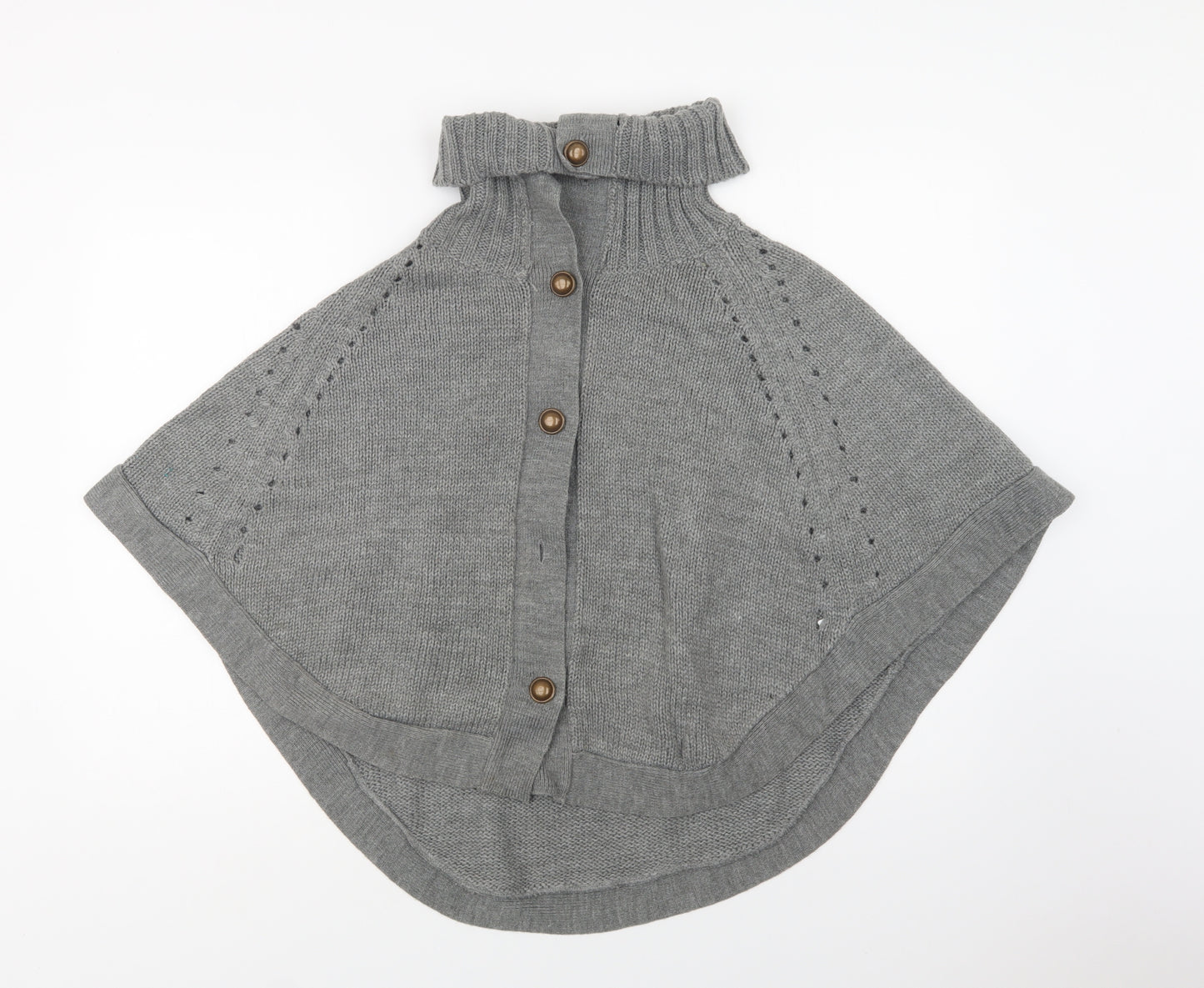 E-vie Womens Grey   Overcoat Poncho One Size  Button