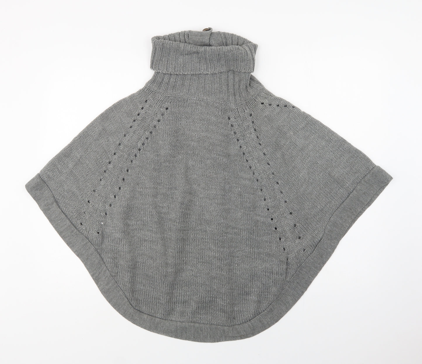 E-vie Womens Grey   Overcoat Poncho One Size  Button