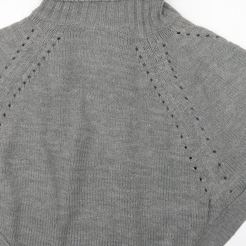 E-vie Womens Grey   Overcoat Poncho One Size  Button