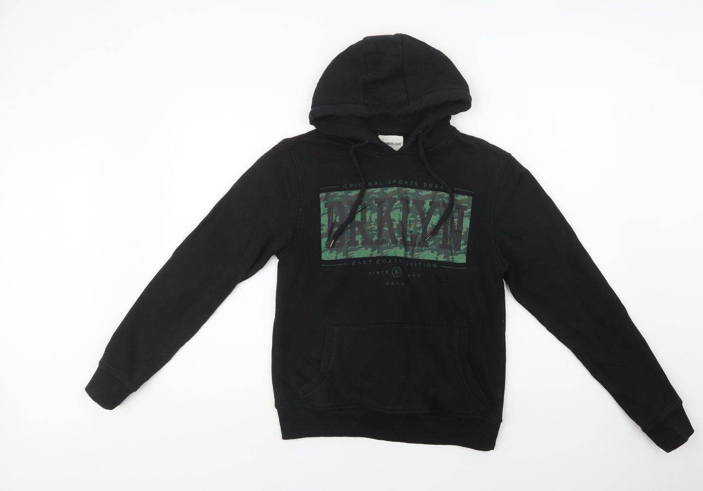 Primark Mens Black  Cotton Pullover Hoodie Size S   - Brooklyn