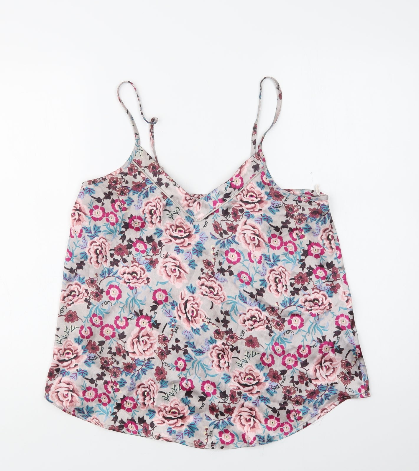 Primark Womens Grey Floral Polyester Cami Pyjama Top Size 12