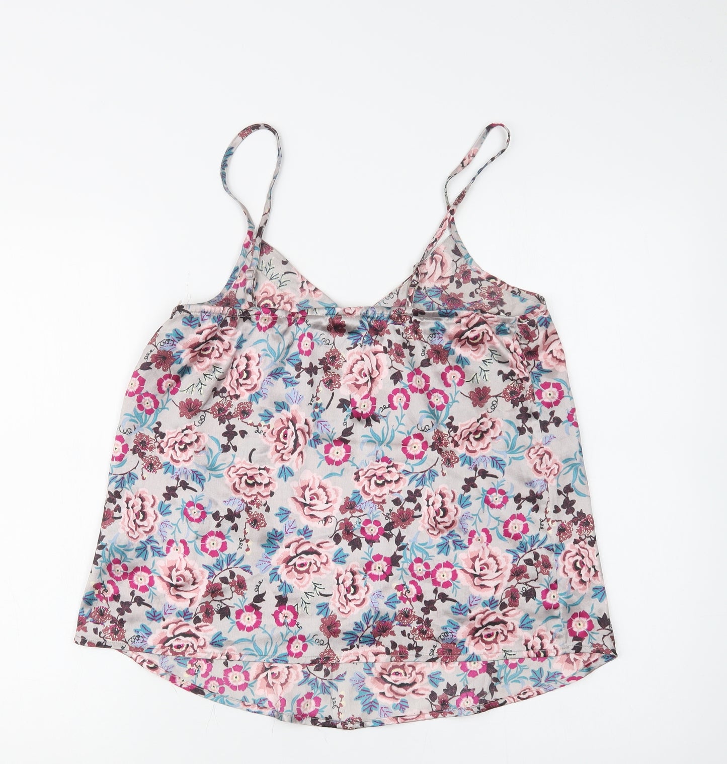 Primark Womens Grey Floral Polyester Cami Pyjama Top Size 12
