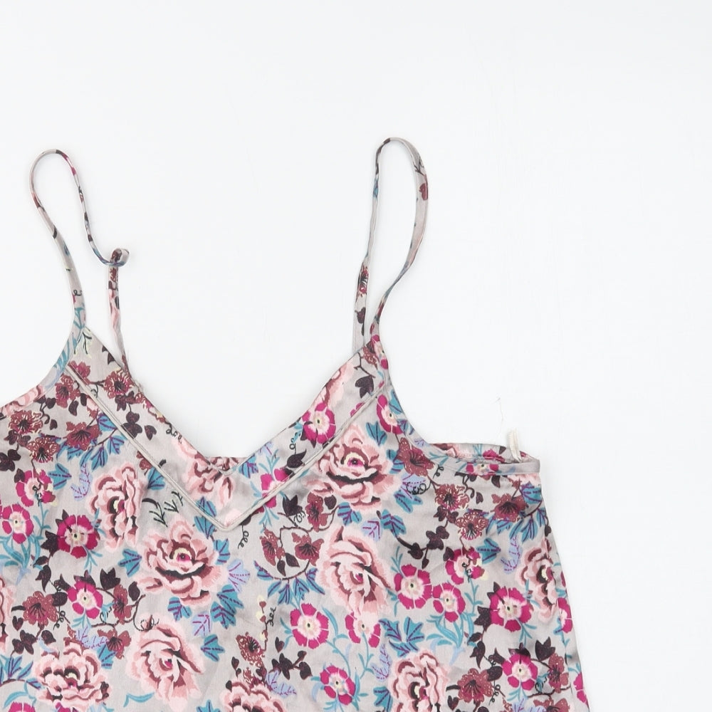 Primark Womens Grey Floral Polyester Cami Pyjama Top Size 12