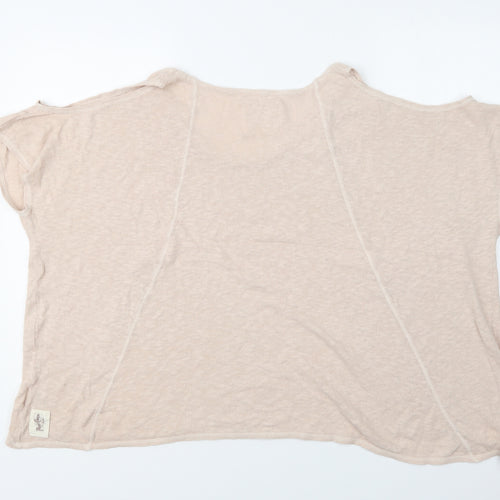 A Postcard From Brighton Womens Pink  Cotton Basic Blouse Size L Crew Neck