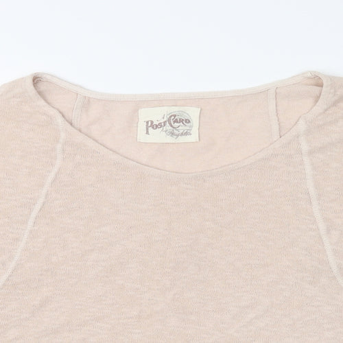 A Postcard From Brighton Womens Pink  Cotton Basic Blouse Size L Crew Neck