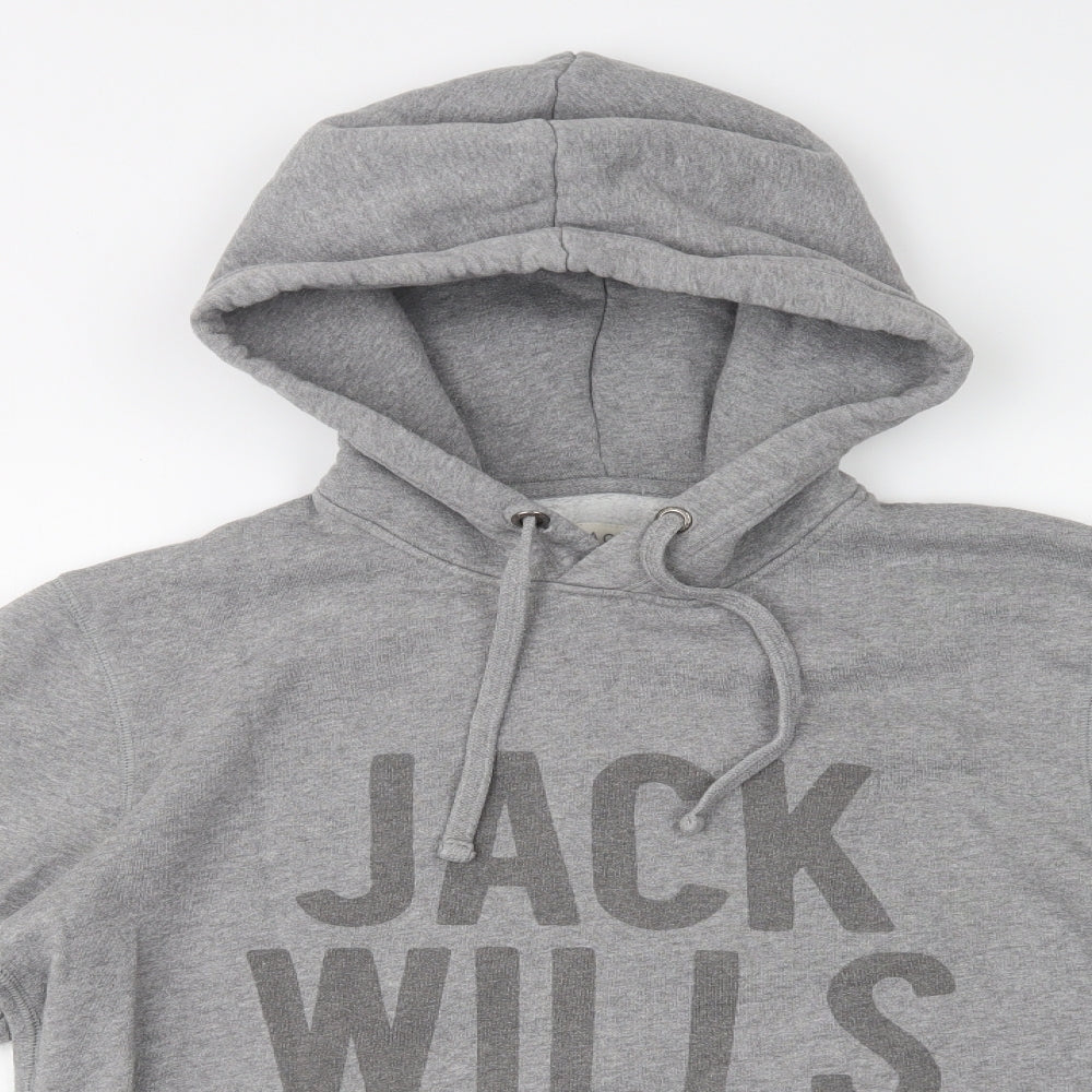 Jack Wills Mens Grey  Cotton Pullover Hoodie Size S